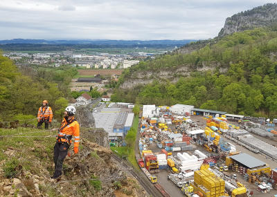 Felsräumungen und Kontrolle von Steinschlagschutznetzen